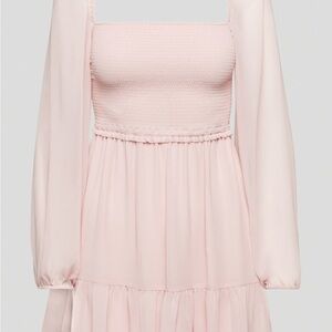 Pink Long Sleeve Mini Dress